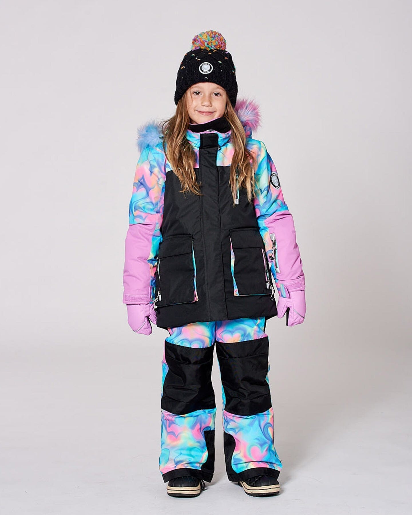 Two-Piece Play Snowsuit Rainbow Heart Print-1