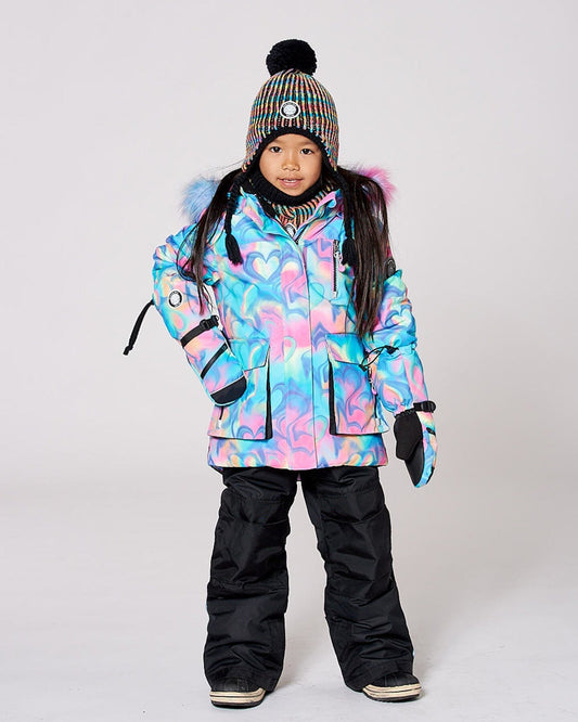 Two-Piece Play Snowsuit Black With Multicolor Print Jacket-1