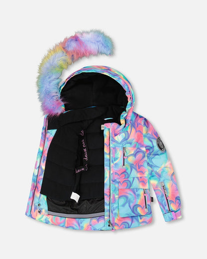 Two-Piece Play Snowsuit Black With Multicolor Print Jacket-2
