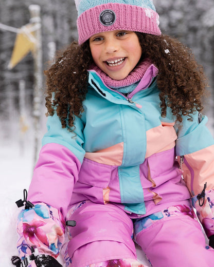 Two-Piece Play Snowsuit Pink Watercolor Flower Print-0