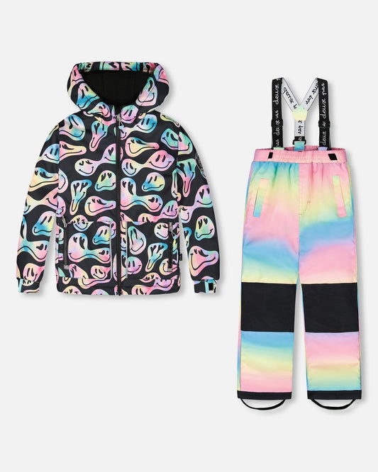 Two-Piece Chill Outerwear Set With Light Insulation Rainbow Gradient-0