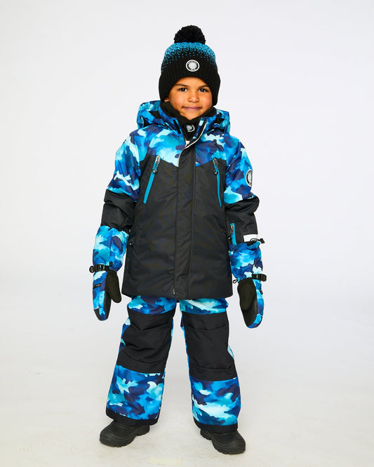 Two-Piece Play Snowsuit Teal Blue Camouflage-1