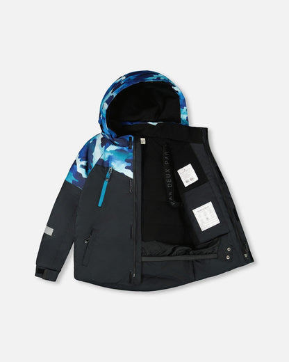 Two-Piece Play Snowsuit Teal Blue Camouflage-2