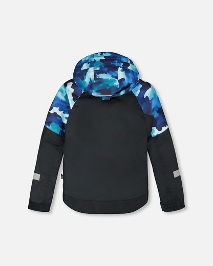 Two-Piece Play Snowsuit Teal Blue Camouflage-3