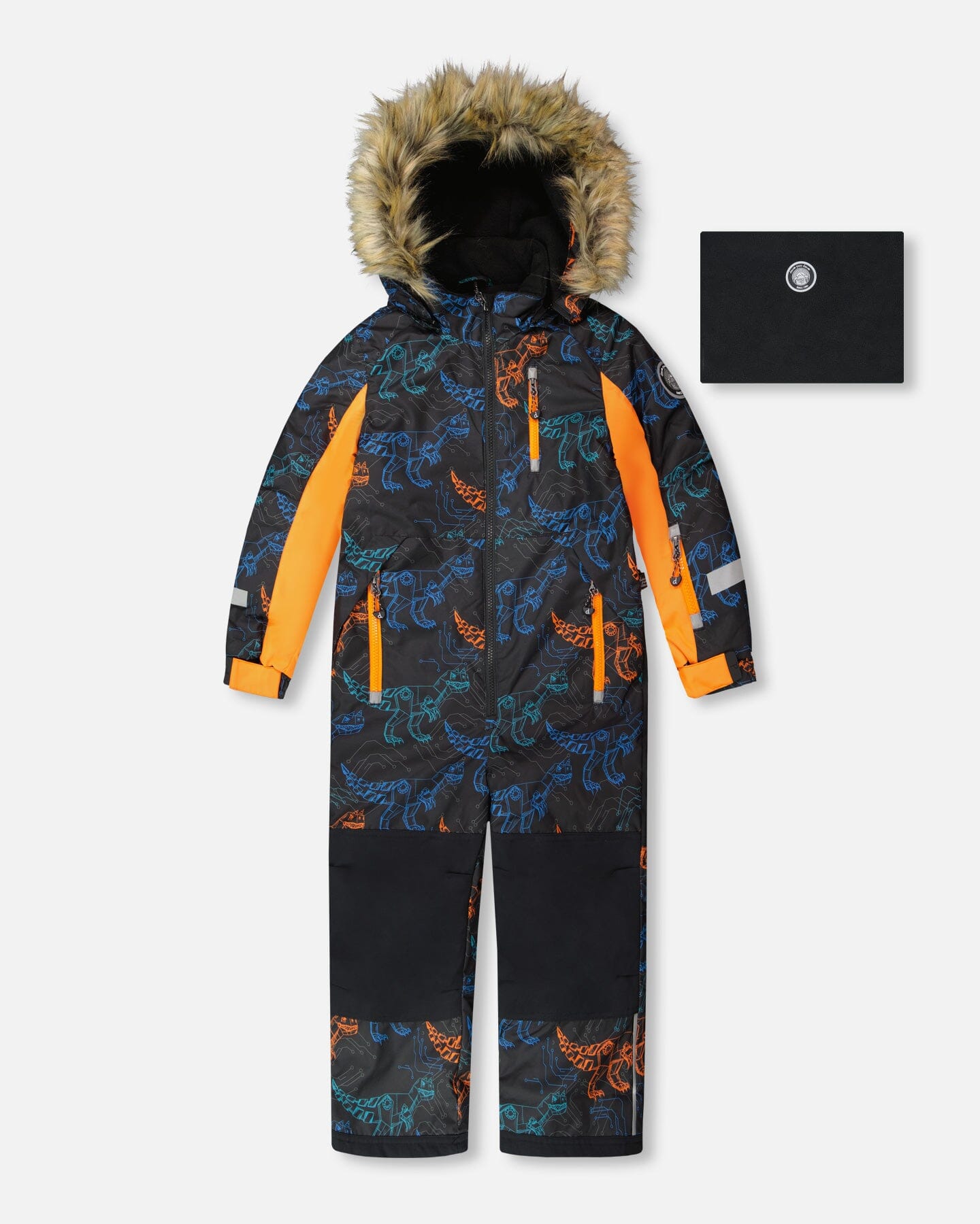 One-Piece Play Snowsuit Robot Dinosaur Print-0