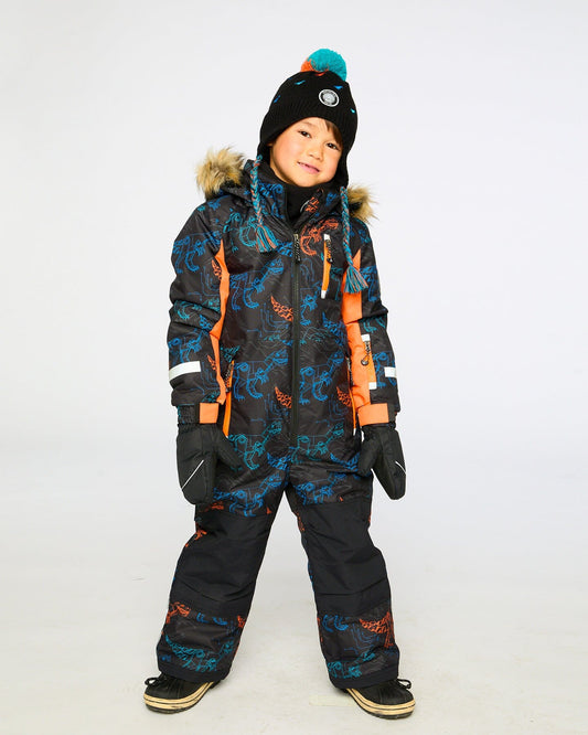 One-Piece Play Snowsuit Robot Dinosaur Print-1