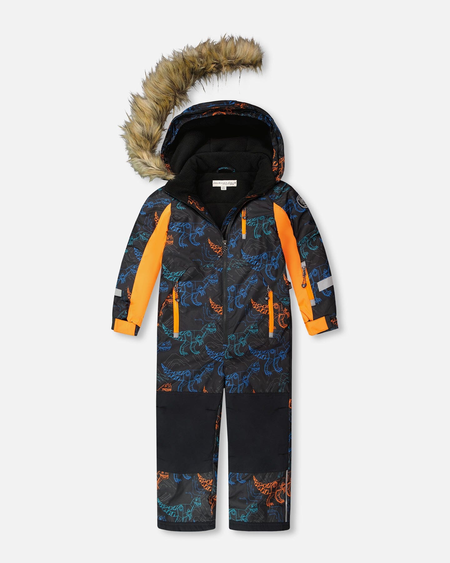 One-Piece Play Snowsuit Robot Dinosaur Print-2