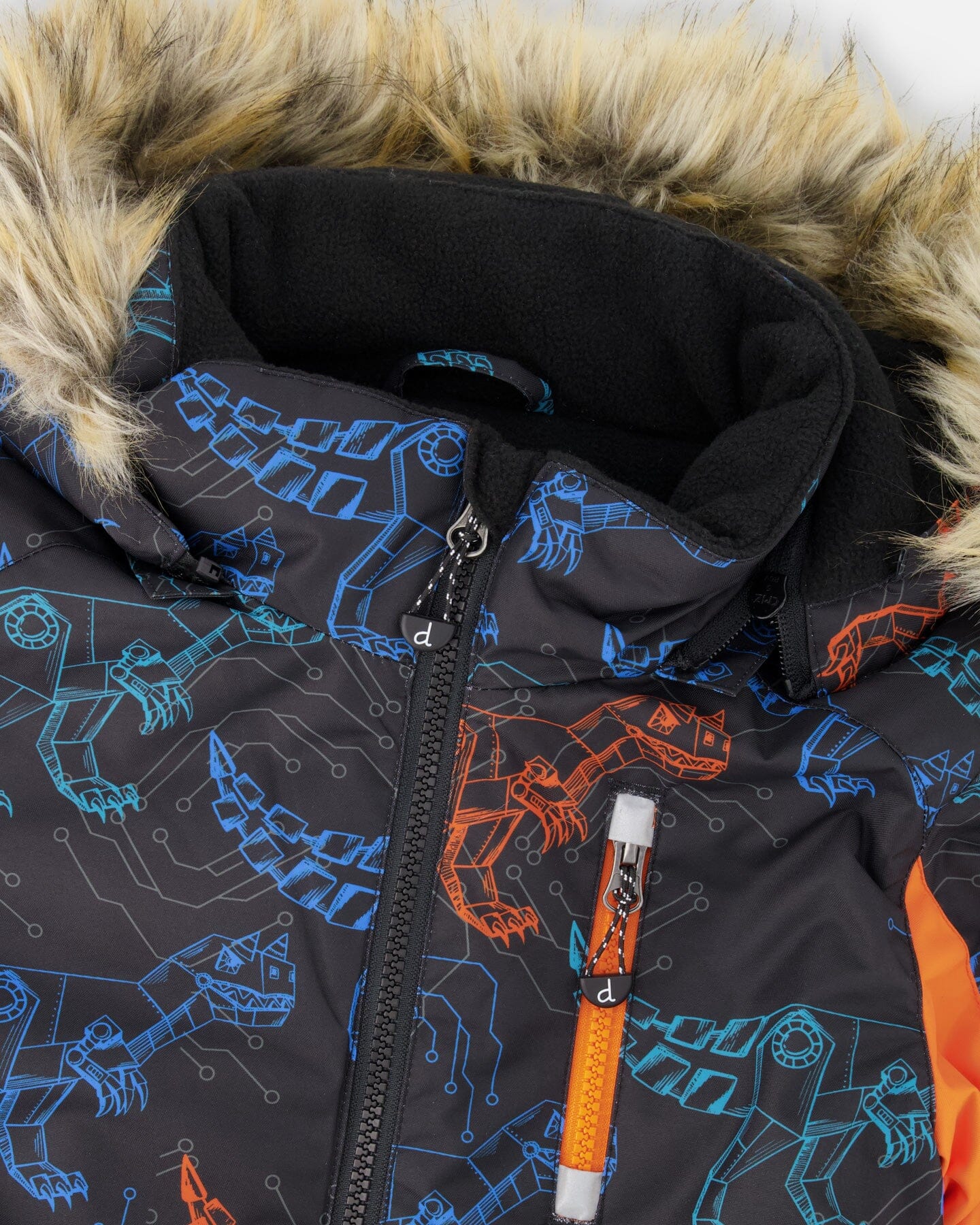 One-Piece Play Snowsuit Robot Dinosaur Print-3