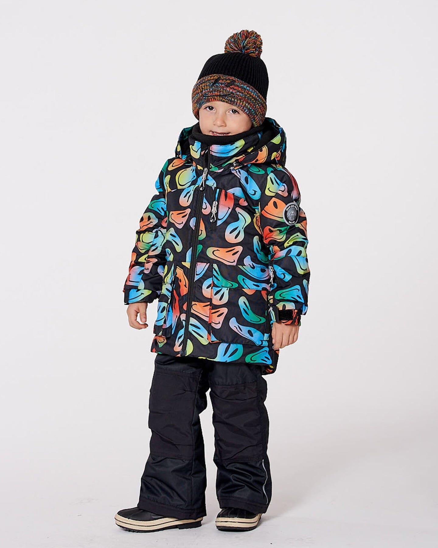 Two-Piece Play Snowsuit With Allover Print Jacket Smiley Face-1