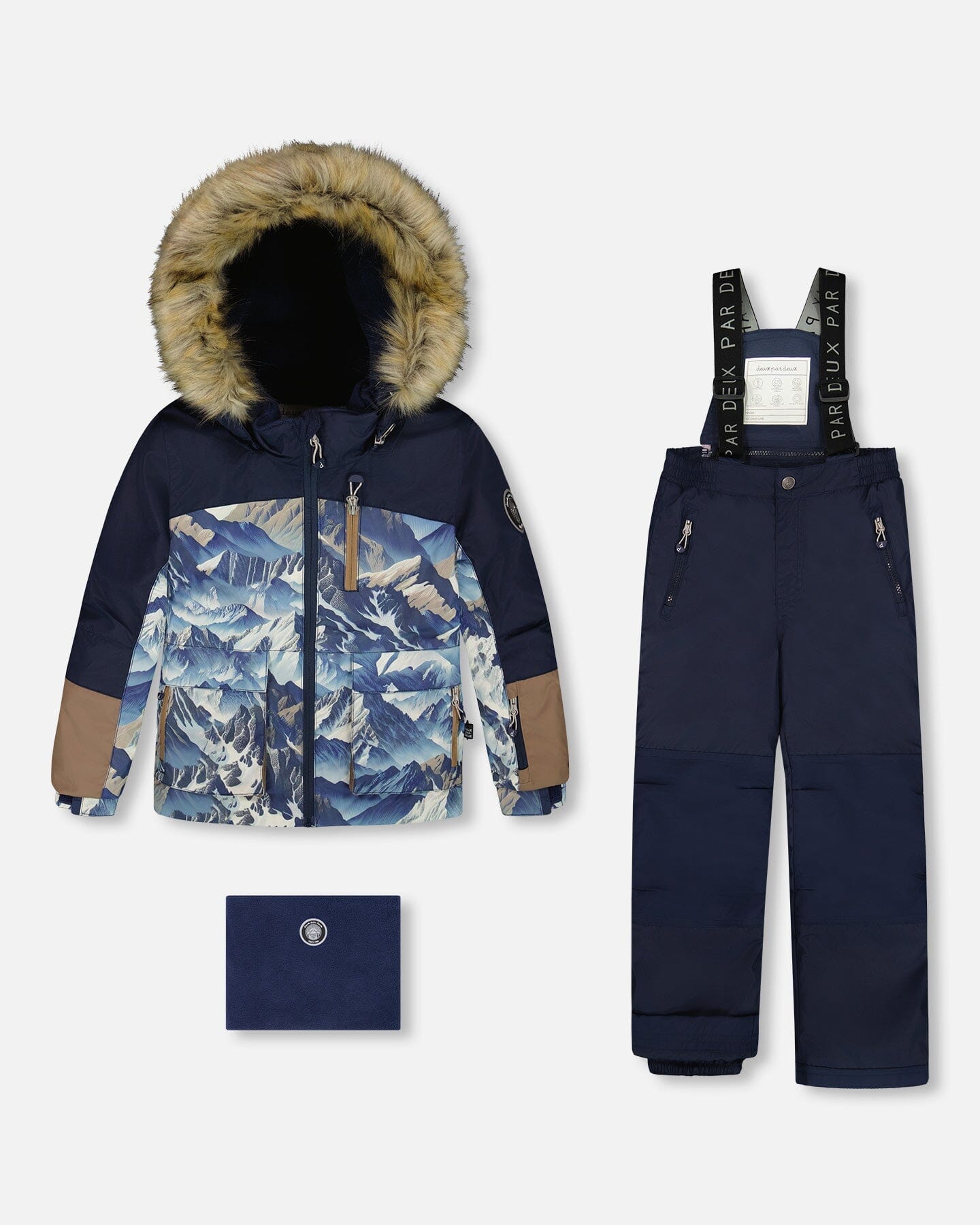 Two-Piece Play Snowsuit With Printed Colorblocked Jacket Navy Blue-0