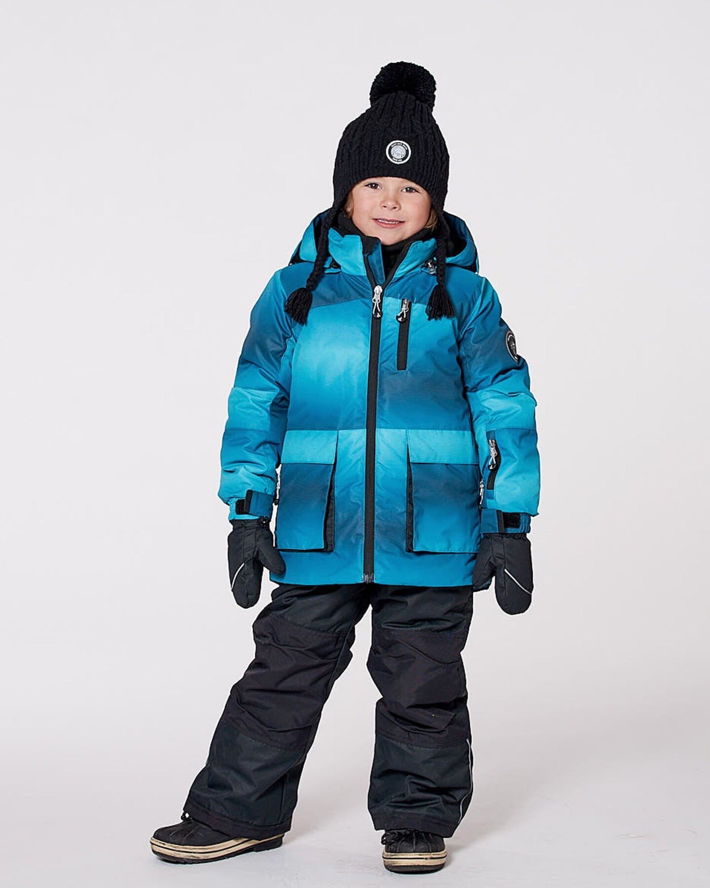 Two-Piece Play Snowsuit With Printed Jacket And Solid Pant Black-1