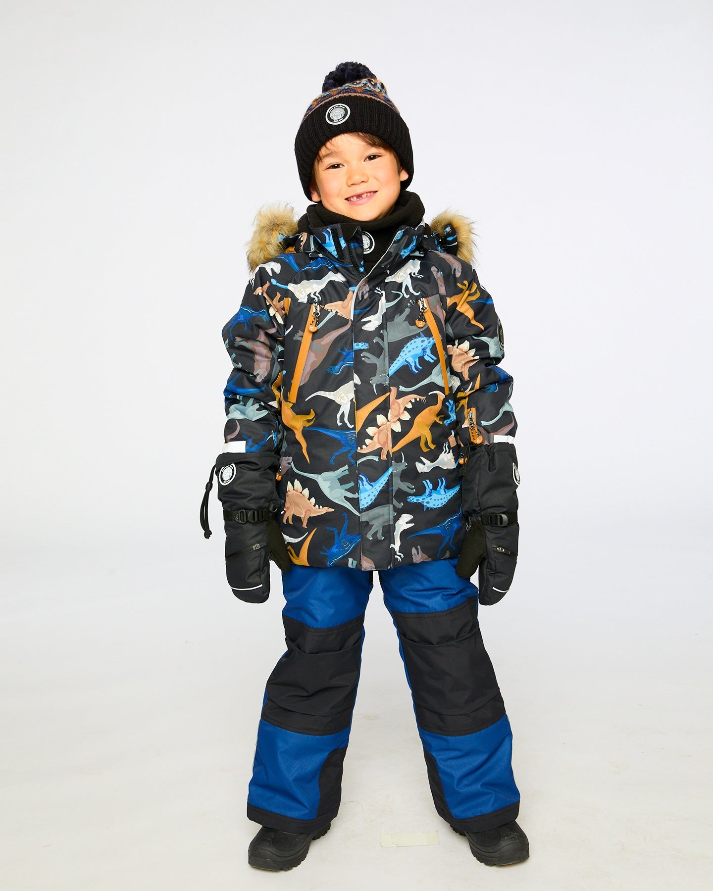 Two-Piece Play Snowsuit With Printed Dinosaurs Jacket Navy Blue-1