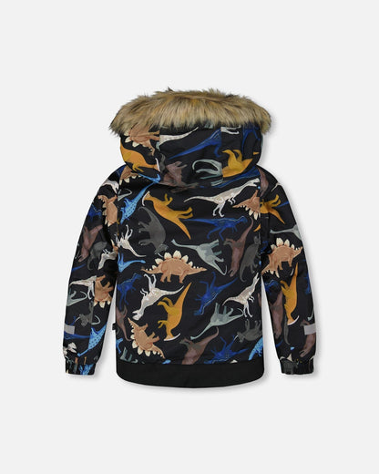 Two-Piece Play Snowsuit With Printed Dinosaurs Jacket Navy Blue-3