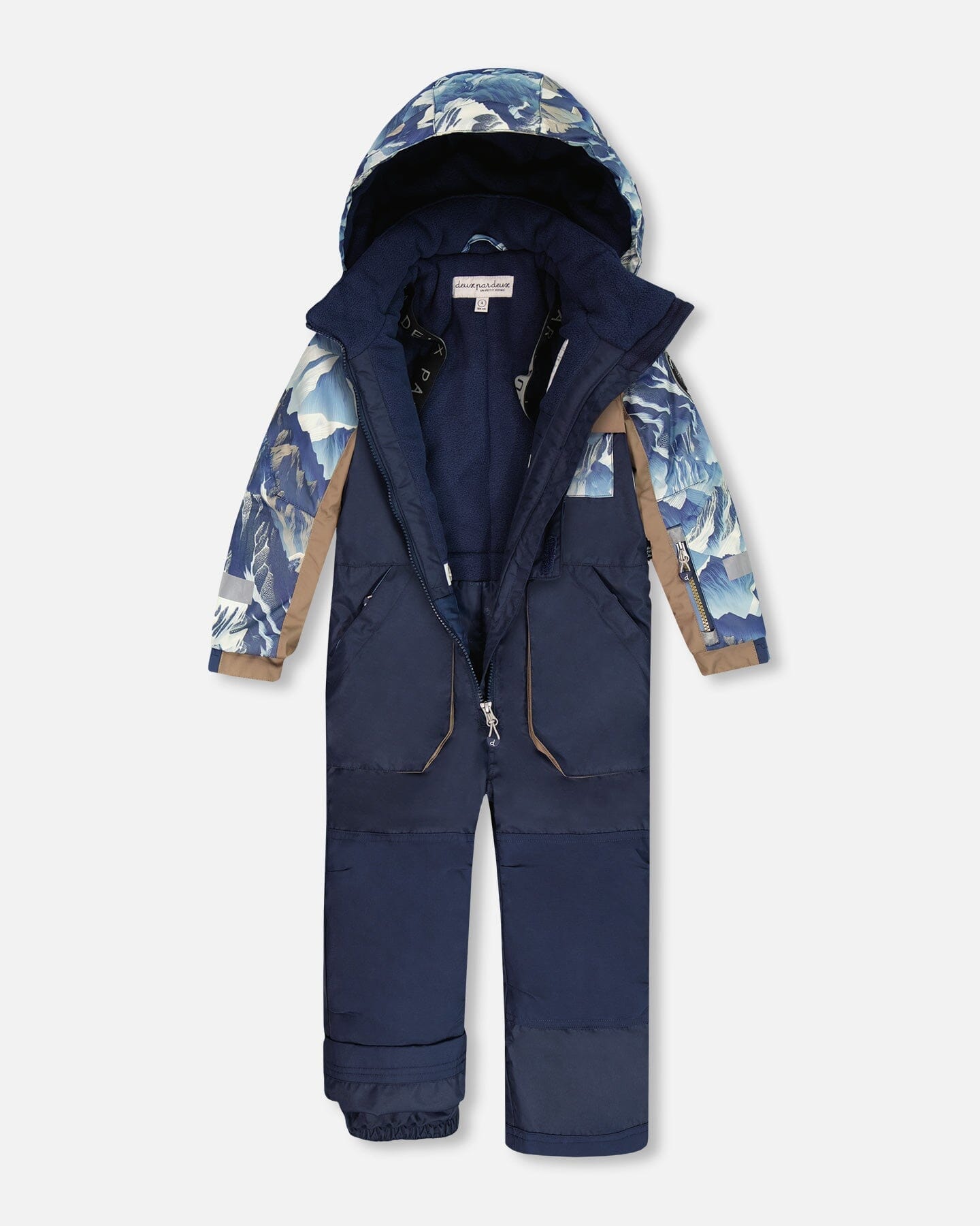 One-Piece Play Snowsuit With Mountains Print Navy Blue-2