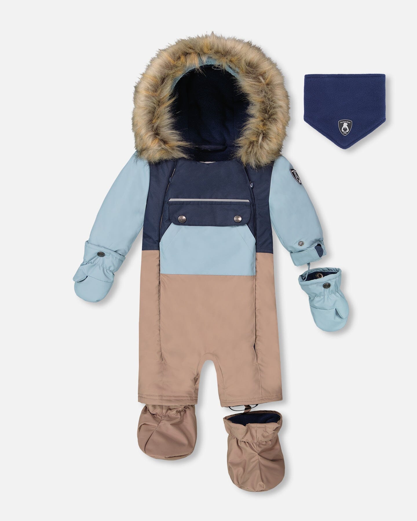 One-Piece Baby Play Snowsuit Designed For Car Seat Taupe-0