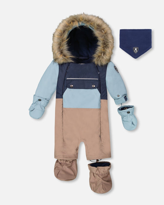 One-Piece Baby Play Snowsuit Designed For Car Seat Taupe-0