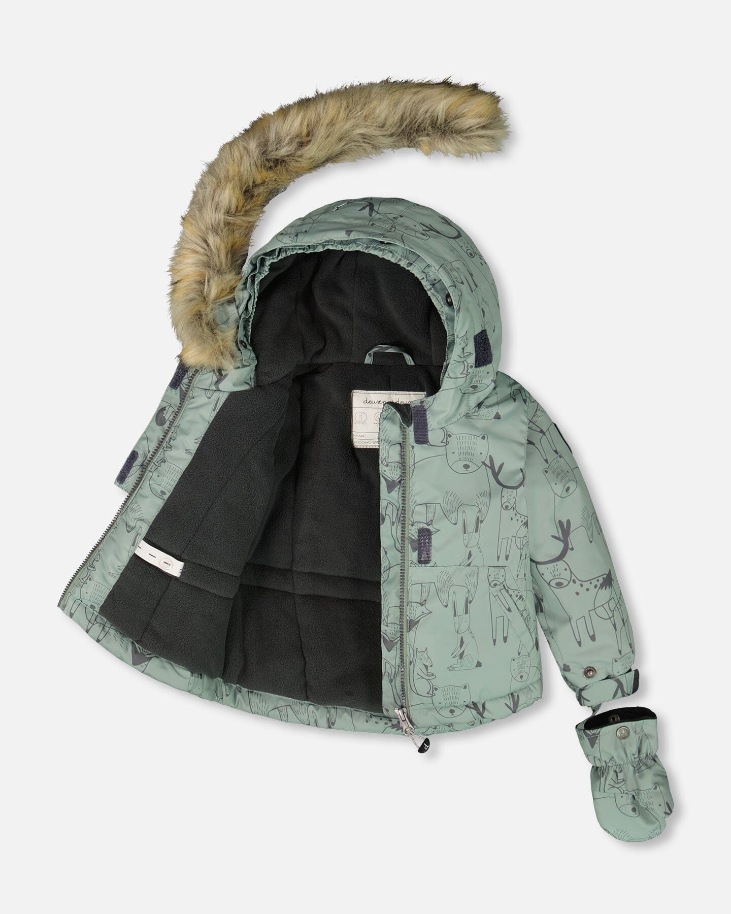 Two-Piece Baby Play Snowsuit With Printed Jacket Sage Green-2