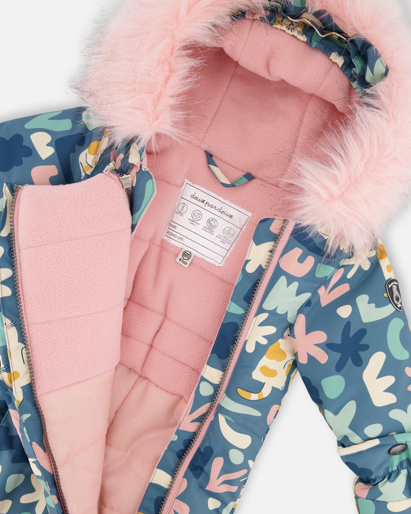 One-Piece Baby Play Snowsuit Designed For Car Seat Green Cat Print-4