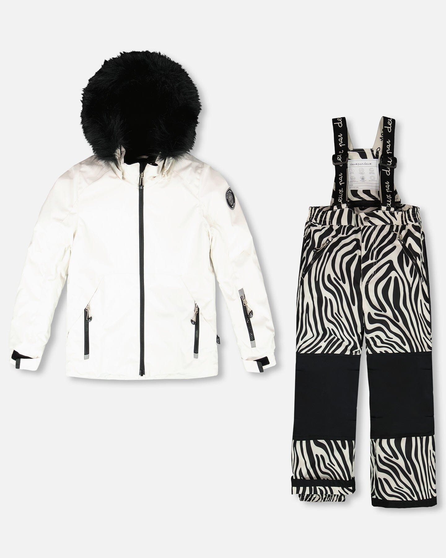 Two-Piece Play Snowsuit Off-White With Printed Pants-0