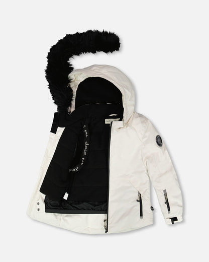 Two-Piece Play Snowsuit Off-White With Printed Pants-2