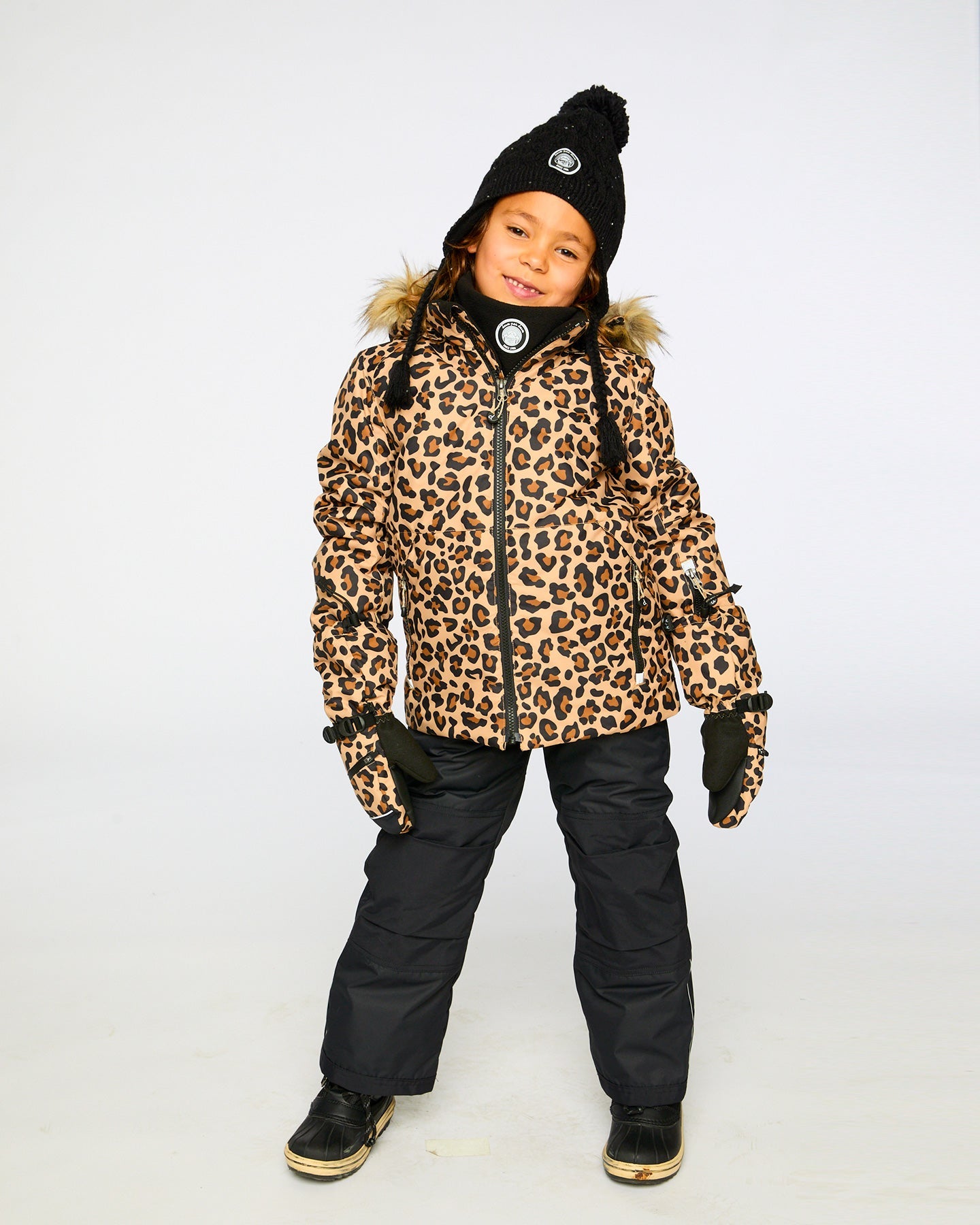 Two-Piece Play Snowsuit With Animal Print Jacket Black-1