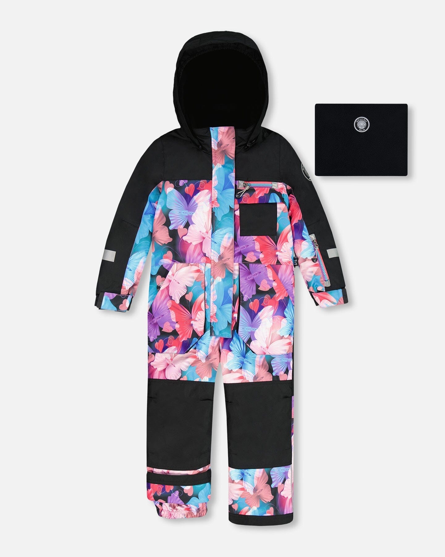 One-Piece Play Snowsuit Black Butterfly Print-0