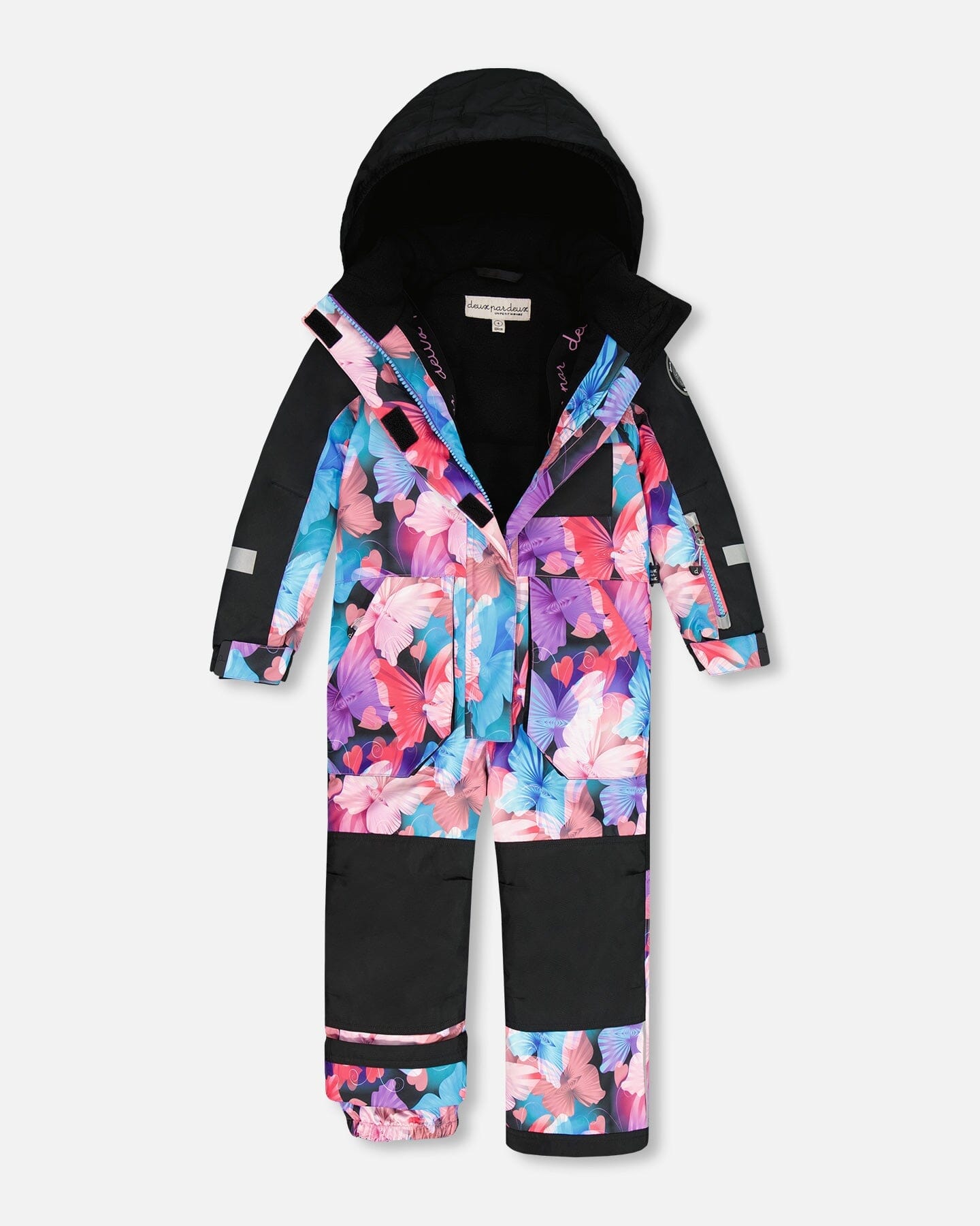 One-Piece Play Snowsuit Black Butterfly Print-2