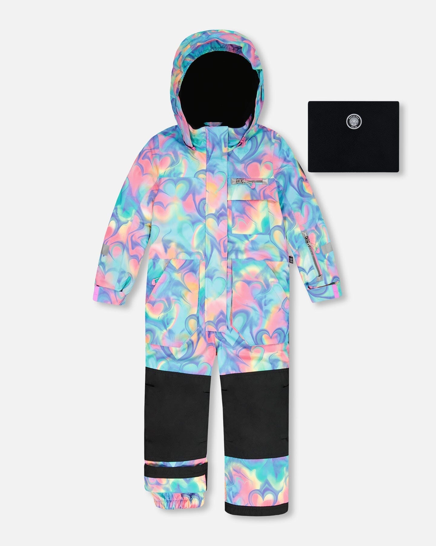 One-Piece Play Snowsuit Rainbow Heart Print-0
