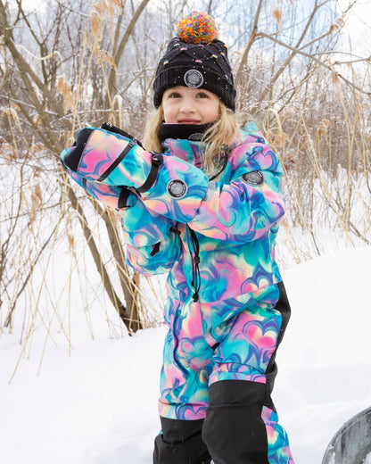 One-Piece Play Snowsuit Rainbow Heart Print-1