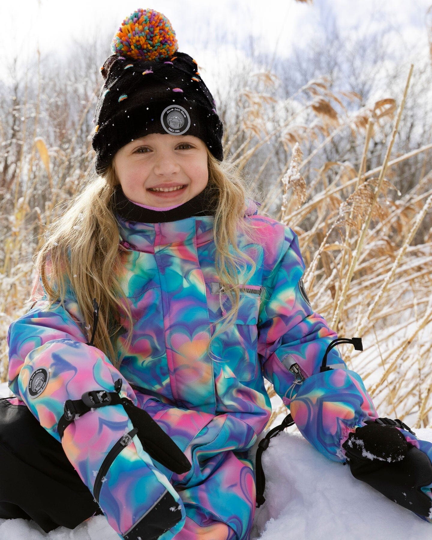 One-Piece Play Snowsuit Rainbow Heart Print-2