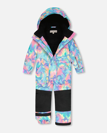 One-Piece Play Snowsuit Rainbow Heart Print-4