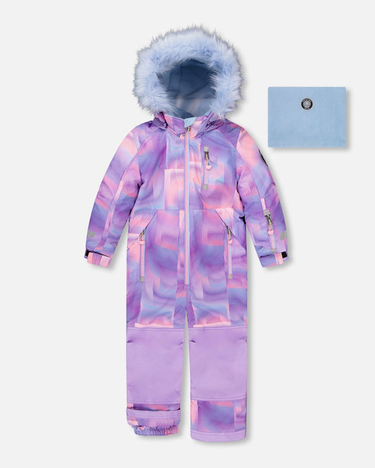 One-Piece Play Snowsuit Purple Geo-0