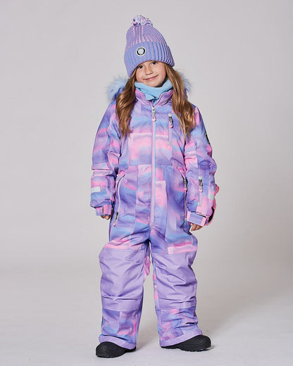 One-Piece Play Snowsuit Purple Geo-1