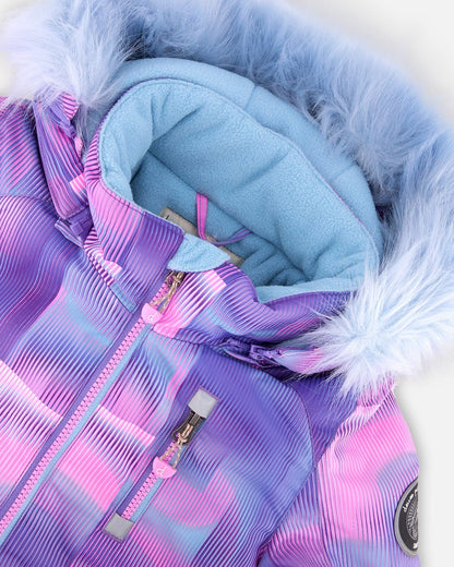 One-Piece Play Snowsuit Purple Geo-3