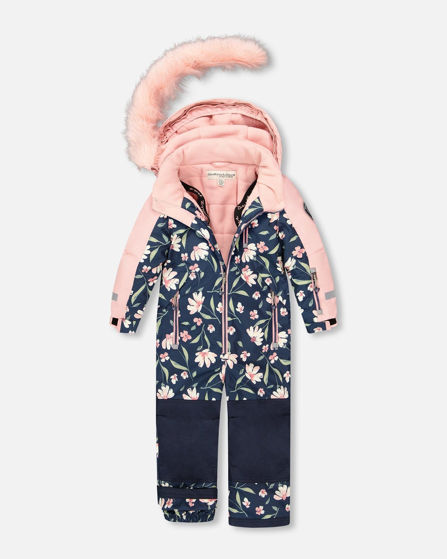 One-Piece Play Snowsuit Navy Flower Print-4