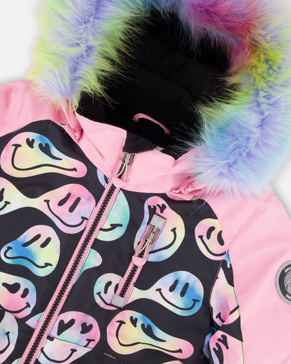 One-Piece Play Snowsuit Smiley Face Girl-3