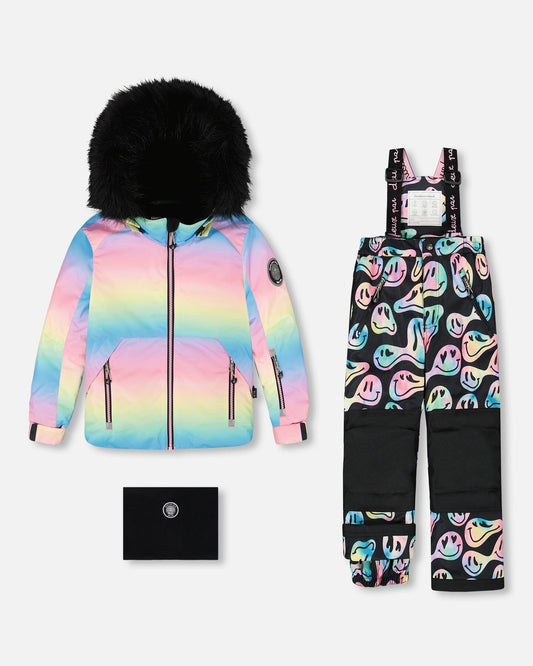 Two-Piece Play Snowsuit Smiley Face Girl-0