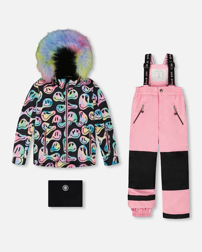 Two-Piece Play Snowsuit With Printed Jacket Pink-0