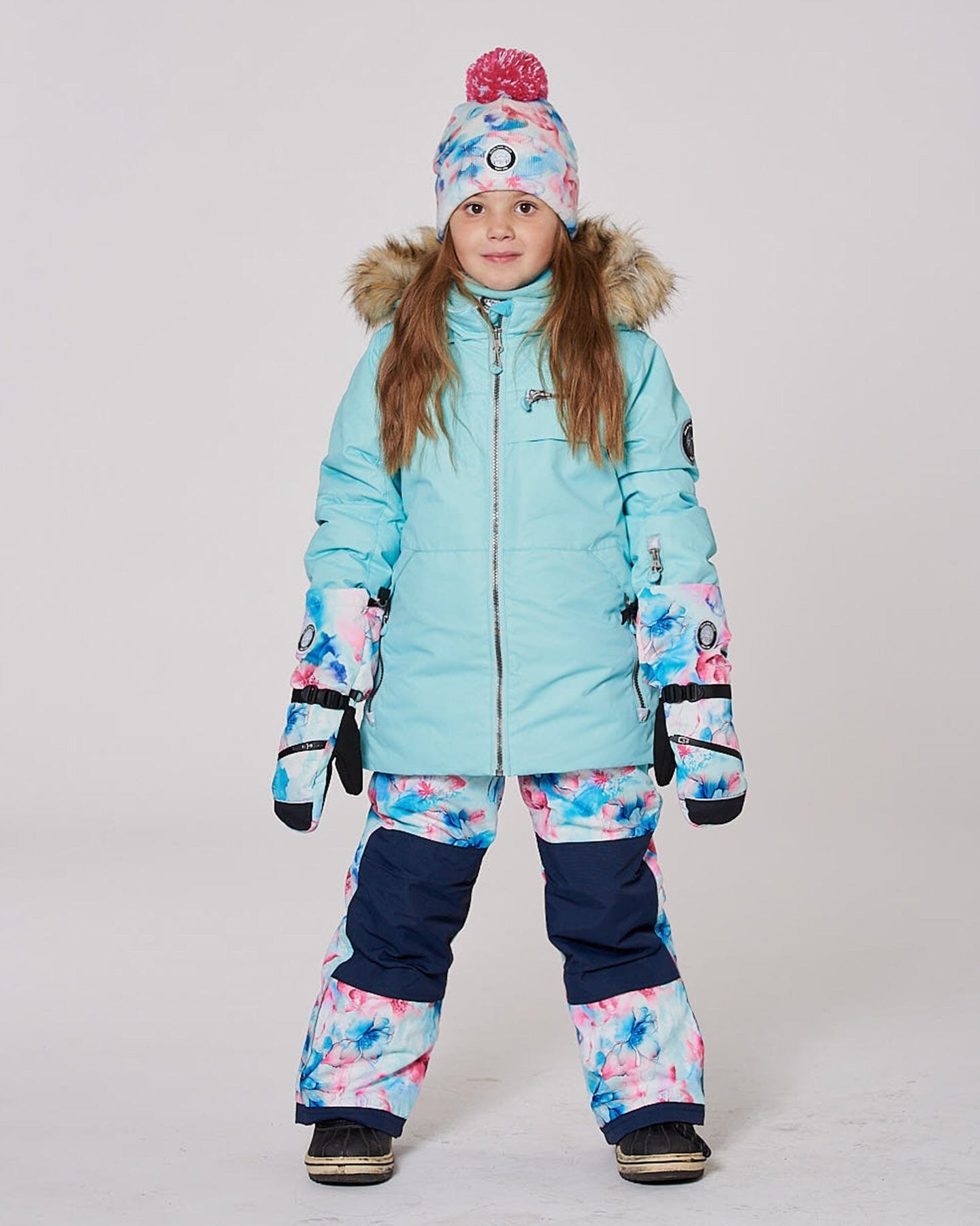 Two-Piece Play Snowsuit Blue Flower Print-1