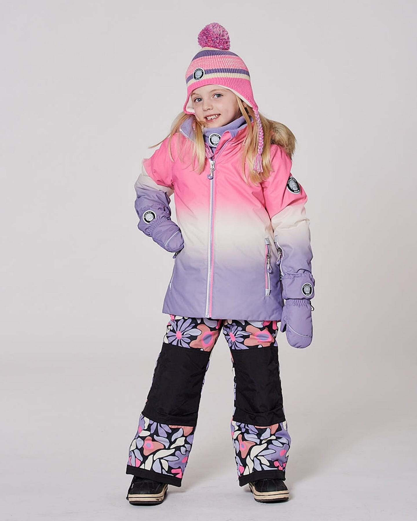 Two-Piece Play Snowsuit Black Retro Flower Print-1