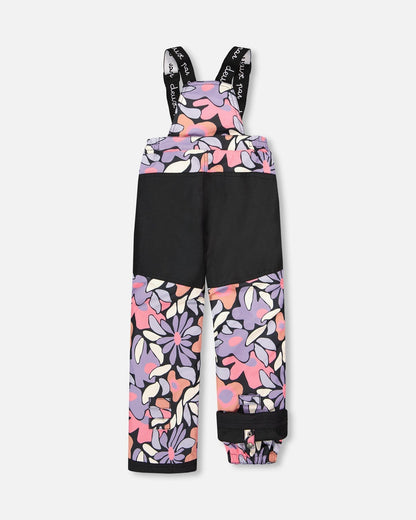 Two-Piece Play Snowsuit Black Retro Flower Print-2