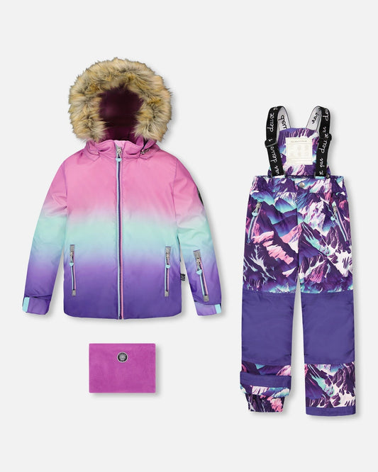 Two-Piece Play Snowsuit Purple Mountain Print-0