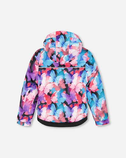 Two-Piece Play Snowsuit Flash Coral With Butterfly Print Jacket-2