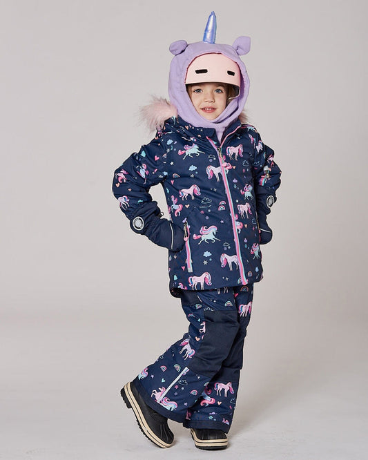 Two-Piece Play Snowsuit Navy Unicorn Print-1