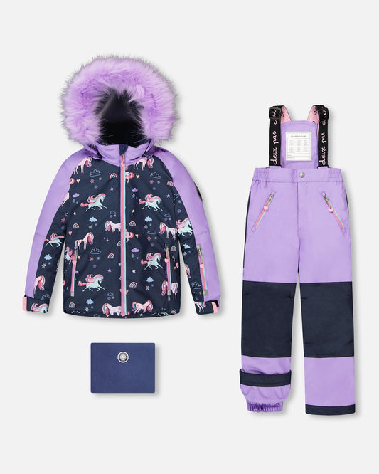 Two-Piece Play Snowsuit With Printed Colorblocked Jacket Lavender-0