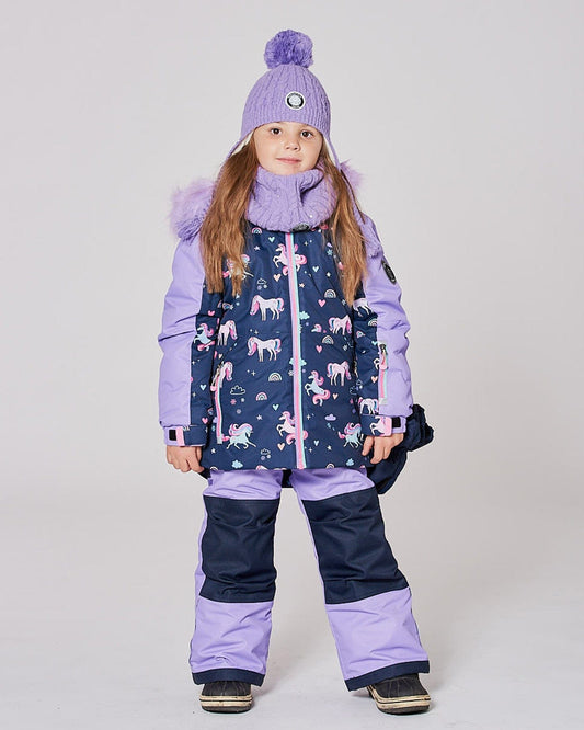 Two-Piece Play Snowsuit With Printed Colorblocked Jacket Lavender-1