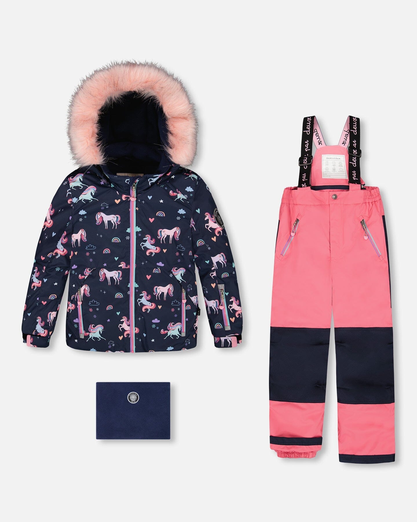 Two-Piece Play Snowsuit With Printed Jacket And Solid Pant Candy Pink-0