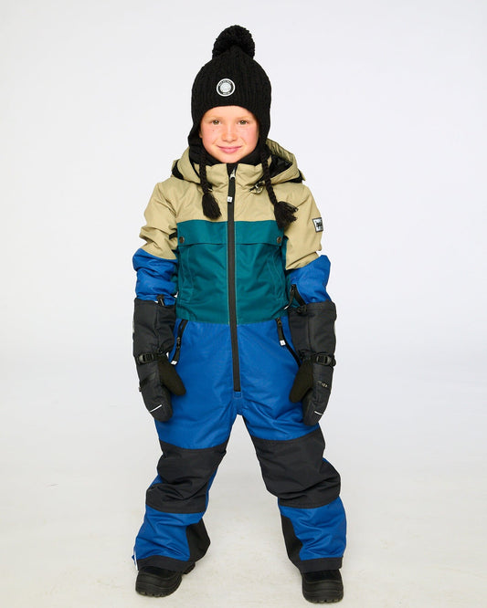 One-Piece Teknik Snowsuit Colorblocked Navy Blue-1