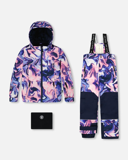 Two-Piece Teknik Snowsuit Pink And Blue Marble-0