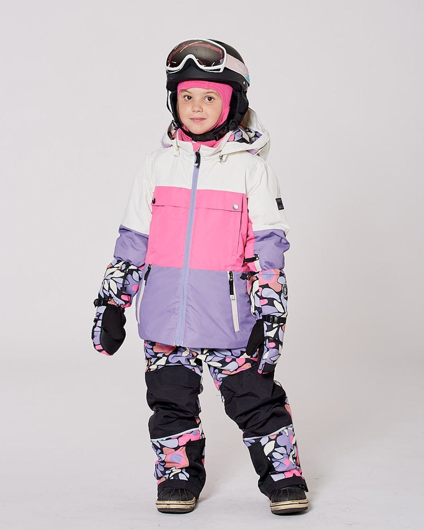 Two-Piece Teknik Snowsuit Black Retro Flower Print-3